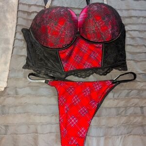 Plaid Lace Women's Intimate Set